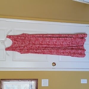 Red and white ditsy print dress